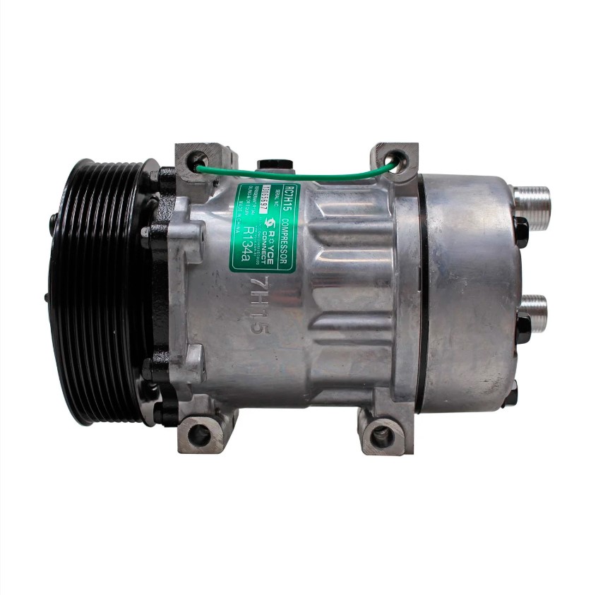 Compressor - Máquina Volvo 24 V com Saida Descarga/Sucção Traz O´ring 8PK 132MM