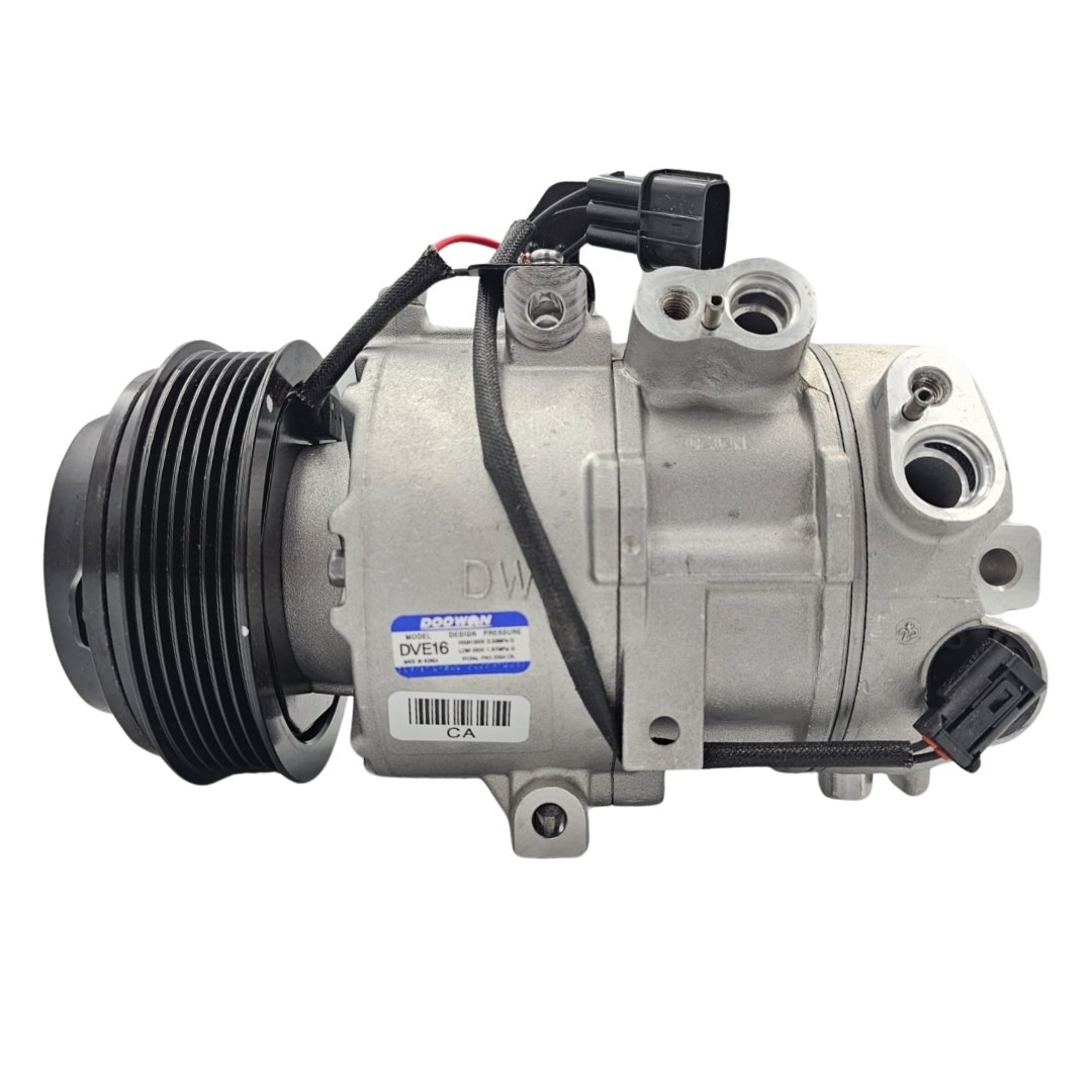 COMPRESSOR KIA SPORTAGE 2013 ATE 2017 / HYUNDAI IX35 2013 EM DIANTE DVE16 - 12V POLIA 6PK 119MM OEM: B97701-2S602