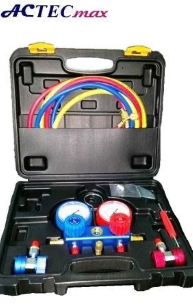 MANIFOLD MANOMETRO R134A MANGUEIRA 2,5MT COM ENGATES RAPIDOS E MALETA