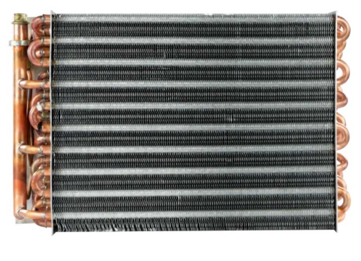 EVAPORADOR RETROESCAVADEIRA NEW HOLLAND LB75/ B100B/ B95CTC/ B100BLR EM COBRE OEM: 87314369