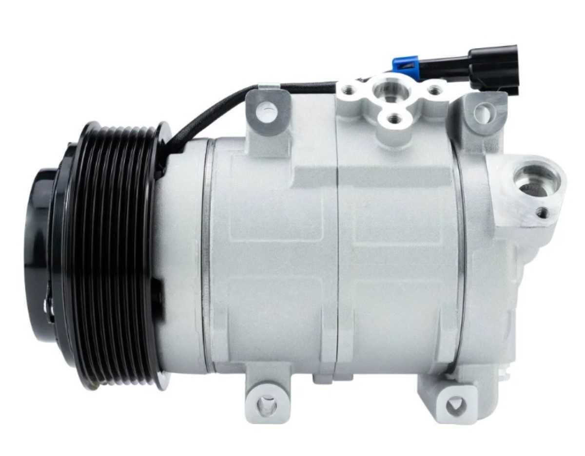 COMPRESSOR 10SRE18C MAQUINA TRATOR JOHN DEERE 5078E/ COLHEDORA CH950 12V POLIA 8PK 126MM OEM: RE2846
