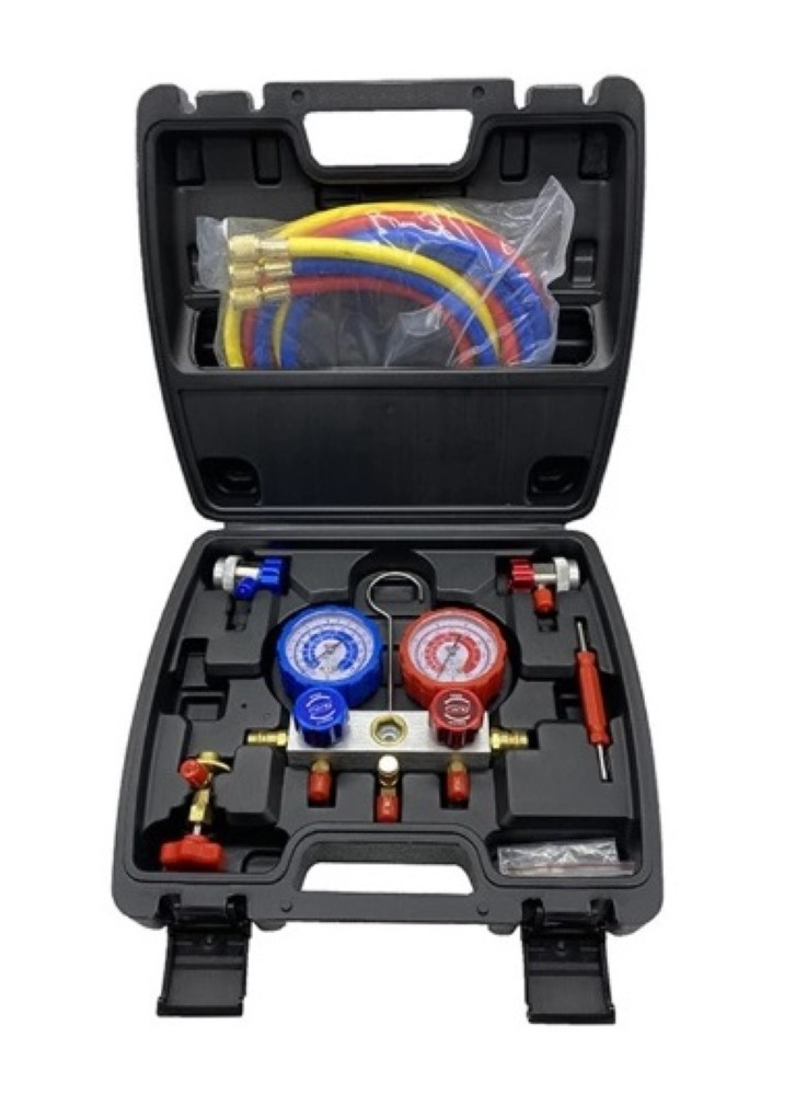 MANIFOLD MANOMETRO R134A MANGUEIRA 2,5MT COM ENGATES RAPIDOS E MALETA