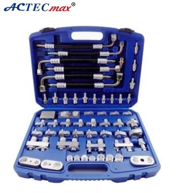 MALETA KIT TESTE DE VAZAMENTOS, LIMPEZA PARA AR CONDICIONADO AUTOMOTIVO FLUSHING COM 56 PEÇAS 