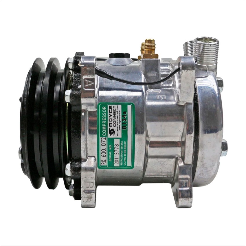 Compressor 5H09 Caterpillar Mini Carregadeira 299D/ 242D3 12V 2A 125MM OEM: 345-4547/ 509-3958