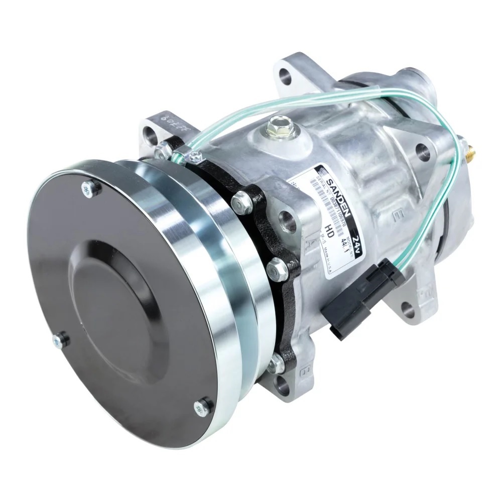 Compressor caterpillar d6r/ 938g/ case modelo sanden 4479/ 4604u 24v 1a 153mm oem: 106-5122 / 106512